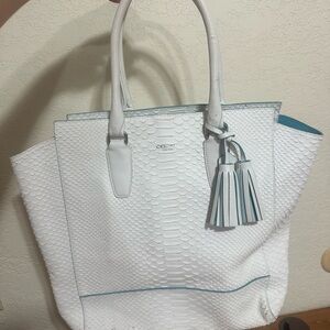 Coach White and Blue Sophisticated Tote Bag